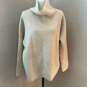 NWT Naadam Winter White Ribbed Turtleneck Wool Cashmere Sweater
